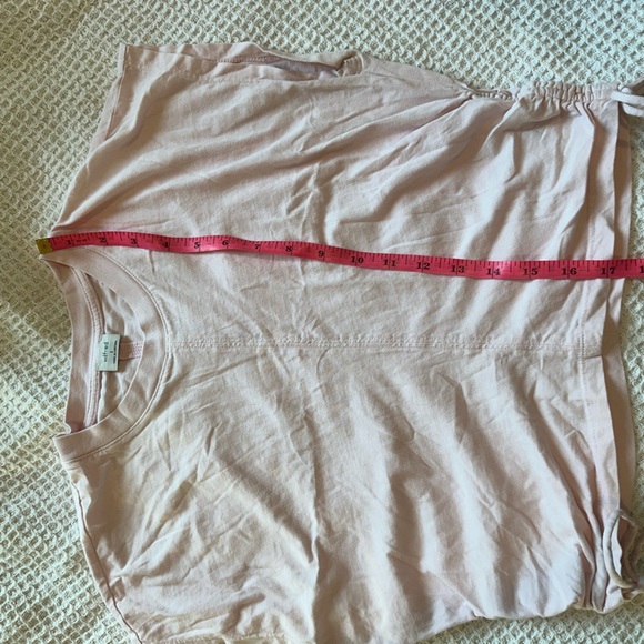 Aritzia Wilfred light Pink Ruched T-shirt Muscle tee size small side ties - Picture 7 of 9